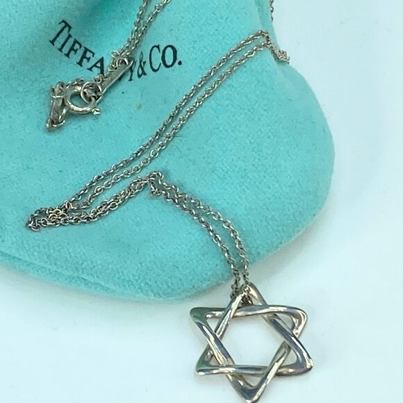 JR94 Tiffany & Co Star of David Elsa Peretti Necklace Sterling Silver 925